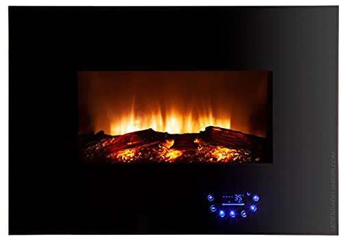 Chimenea eléctrica Decorativa con Efecto Fuego Real LED 1800W, Termostato Regulable, Programable, Mando a Distancia