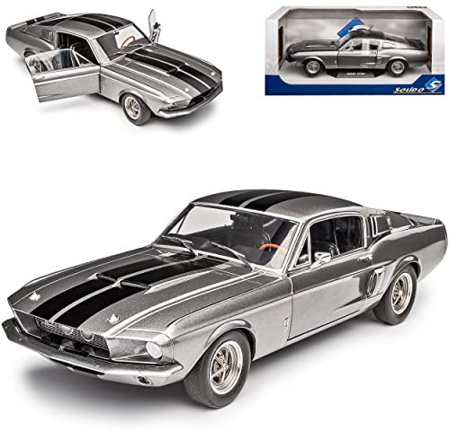 Ford Mustang Shelby GT500 1967 I 2. Generation Coupe Grau mit Streifen in Schwarz Eleanor Design 1/18 Solido Modell Auto
