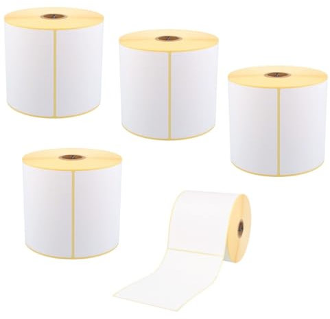 ARLI Thermoetiketten 100 x 150 mm | 5x Rollen (2500 Etiketten) | 500 Stück pro Rolle Kern 25,4 mm Perforiert/Perforation Permanent haftend Thermodirekt Etiketten Versandetiketten für Thermodrucker