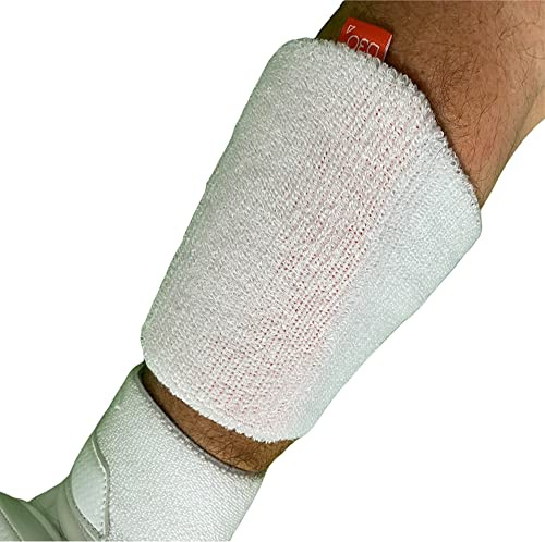 Ayrtek Cricket Arm Guard- Hybrid Sweatband Arm Guard- White (Jumbo- 5 inch length)