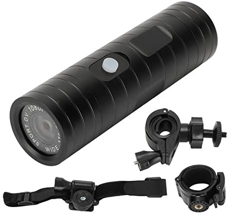 Garsent 1080P Fahrrad-Videokamera, 170-Grad-Weitwinkel--Sport-Video-Action-Kamera, wasserdichte Motorrad-Dashcam, Eingebautes Mikrofon, Lange Akkulaufzeit, 360-Grad-Halterung