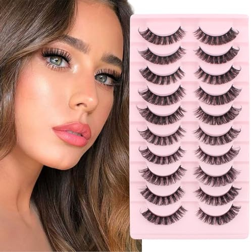 Falsche Wimpern Natürlich Russian Lashes D Curl Cat Eye Lashes 10 Parr Flully Volumen Künstliche Wimpern Handgemacht