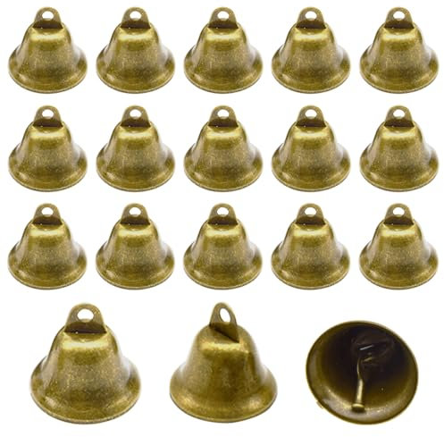 Hocansen 36PCS Bronze Jingle Bells 42mm Vintage Craft Bells Decoration Mini Hanging Bell for Christmas Tree Wind Chimes Making Dog Collar (LD)