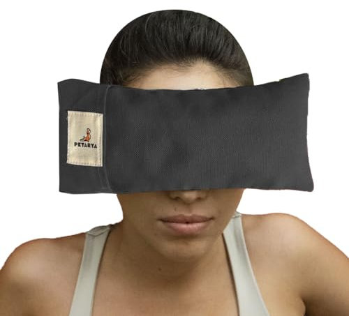 PETARYA Lavendel & Buchweizen-Augenkissen, Entspannende Aromatherapie für Shavasana Yoga, Augenentspannung, Stressabbau, Natürlicher, Chemiefreier Komfort, 23x10 cm Grau