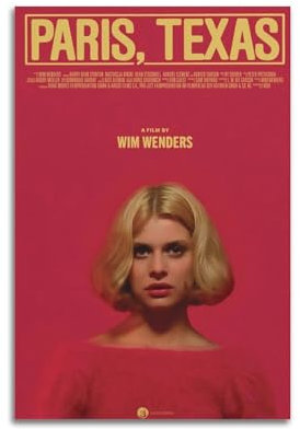 ZaMouss Póster de la película Paris, Texas, lienzo decorativo para sala de estar, dormitorio, 12 x 18 pulgadas (30 x 45 cm), estilo sin marco