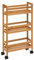Well Home - Carrito Auxiliar de Bambú con Ruedas 36x15x74,5cm, 3 Niveles - Ideal para Cocina, Baño y Oficina, Ahorra Espacio