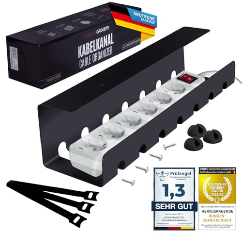 Chemin de câbles pour l'ordre sur le bureau ; système de gestion des câbles sur le lieu de travail ; support de câbles ; set de 2 supports de multiprises pour les tables (1 pièce Noir)