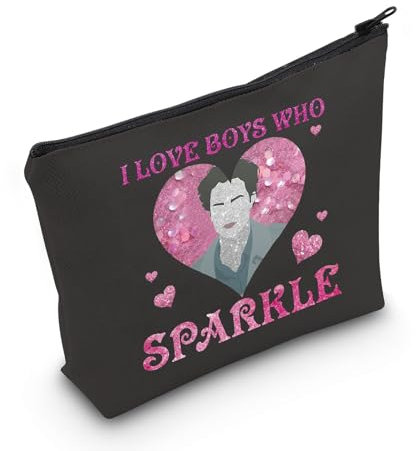MEIKIUP Make-up-Tasche, inspiriert vom Film Edward Cullen, I Love Who Sparkle-Kosmetiktasche, Film-Fans-Geschenk (glitzernde Tasche)