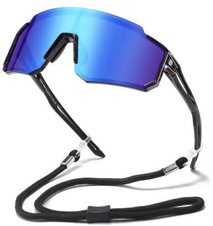 DUCO Polarizzato c Gioventù Sport Ciclismo Ombra Telaio Leggero UV400 Bambino Ragazzi Ragazze Baseball Occhiali DK310, Lente blu a pois blu con montatura nera