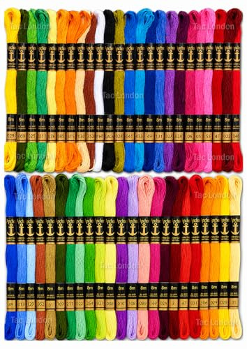 100 Anchor Cotton Cross Stitch | Coats Cotton Premium Skeins | Cross Stitch Embroidery Floss/Stranded Cotton: Club Assortment: 100 Skeins Specail Edition UK Free P&P