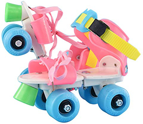POENVFPO Scarpe da Skate, Pattini a Rotelle per Bambini a Doppia Regolabili in Plastica Ingegneristica con Pattini in Linea da Slalom Scorrevoli con Ruote in PU 18-23 Cm (Pink)