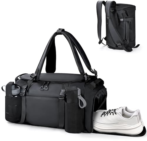 Gym Bag for Men Convertible Large-Capacity Gym Backpack, Water-Resistant Travel Duffel with Shoe Compartment, Quick Access Pockets & Adjustable Straps