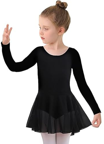 Generisch Chaqueta de punto para niñas y niñas, vestido de ballet de manga larga, tutú, traje para niños pequeños, para practicar rendimiento, suave, elástico, cómodo para niños y niñas