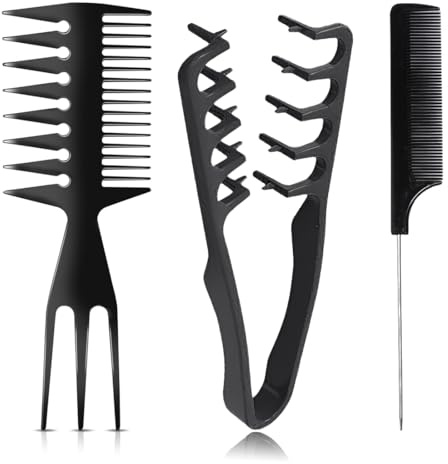 VEOIRXU 3 Pezzi Pettine per Acconciatura Pettine Volumizzante + Pettine a Tre Lati + Pettine di Coda Pettini Multifunzionali Accessorio per la Cura del Parrucchiere per Uomini e Donne Per Casa Salone