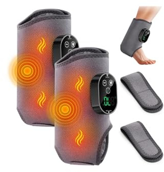 Kujizpu 2 Pezzi Massaggiatore per piedi, Elettrico massaggio piedi a 6 temperature regolabili e 3 modalità Massaggiatore per Caviglie Senza fili Massaggiatore Gambe Dolori a Piante, Talloni e Cavigli