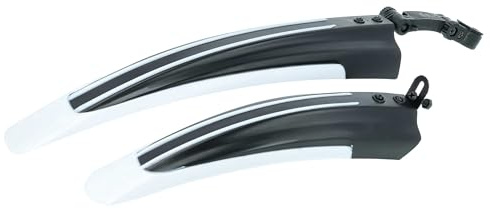 vhbw Fahrrad-Schutzblech Set schwarz/weiß kompatibel mit 24 und 26 Mountainbike, Fahrrad