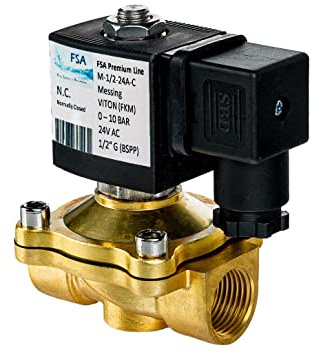 FSA Magnetventil Messing 1/2 24V AC 0-10 bar Viton stromlos geschlossen