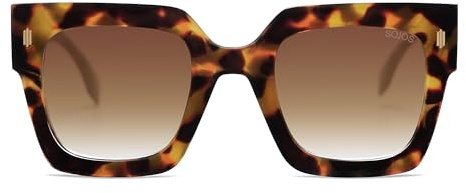 SOJOS Quadrati Occhiali da Sole Donna Gatto Grandi Rettangolari Vintage Occhiali da Sole Ragazza Protezione UV400 Moda Grande Telaio Sfumature SJ2194 Con Tortosie Telaio