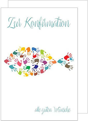 Edition Seidel Premium Glückwunschkarte zur Konfirmation mit Umschlag. Konfirmationskarte Karte Grusskarte bunte Hände Fisch Junge Mädchen (KF271 SW022)
