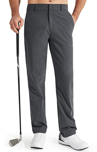 Libin Golfbyxor för män, eleganta stretchbyxor, smal passform, sportbyxor, vattentäta joggingbyxor med fickor, Järngrå, 34W / 30L