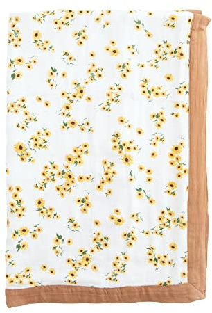 Little Unicorn Deluxe Muslin Quilt | 100% Rayon Muslin from Bamboo | Babies and Toddlers | Small 30 x 40 (Ditsy Sunflower)