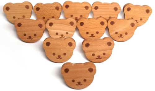 Auped 12 pièces Poignées de tiroir en bois sculpté ours bohème - Décoration rustique pour armoire/cuisine/meuble - Poignets d'armoire écologiques artisanaux‌