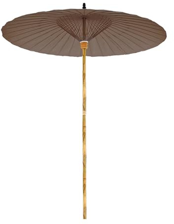 Parasol Shanghai de style chinois 200 cm, parasol de jardin extérieur en bambou, imperméable, protection UV, parasol rond pour piscine, terrasse (Color : Brown, Size : 200cm/6.6ft)