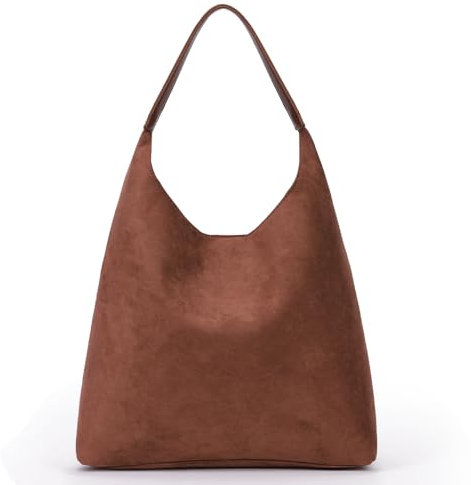 GSenhui Wildleder Tote Bag Groß Shopper Tasche Damen Handtasche Hobo Bag Uni Tasche Slouchy Bag Schultertasche Gross Shoulder Bag Handbags Braun