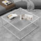 Couchtisch Quadrat Glas Weiß, Quadratischer Couchtisch Aus Glas, Beistelltisch Wohnzimmertisch Couchtische Glastisch Rechteckig, Coffee Table Quadrat für Wohnzimmer Büro, Metallgestell, 67x67x40 cm
