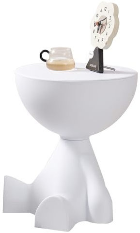 SURFOU Beistelltisch Rund mit Stauraum, Mini Couchtisch für Wohnzimmer & Schlafzimmer, Wasserdicht & Langlebig, Sofatisch Nachttisch Tischchen Modern, Vielseitig einsetzbar (weiß)