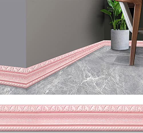 Bordi per carta da parati, motivo 3D in rilievo, autoadesivo, flessibile in schiuma, adesivo decorativo, per sfondo TV e telaio della porta (rosa, 230 x 8 cm)