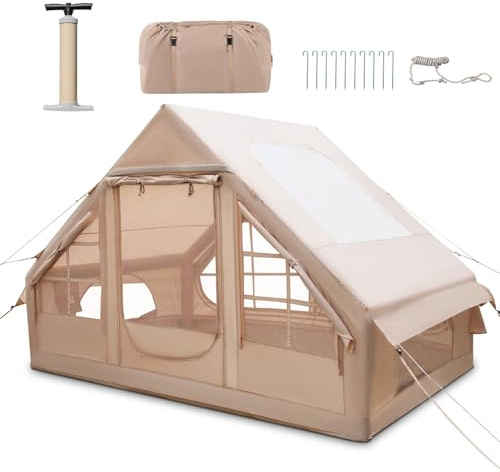 HOMASIS Tienda de Campaña Inflable con Claraboya, Tienda de Campaña Impermeable con Bolsa de Almacenamiento para 4-6 Personas, para Exteriores, 300 x 210 x 200 CM