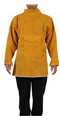 Schweißschürze Anti-Flame Long Coat Schutzbekleidung Anzug Schweißjacke Lederschürze(Yellow,XX-Large)