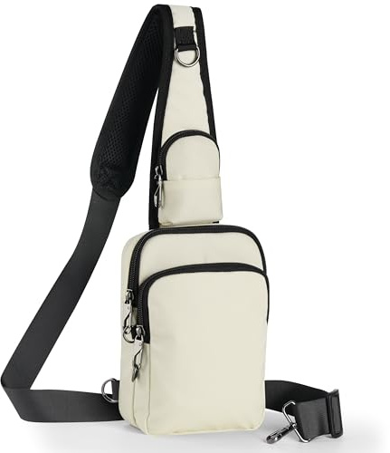 BROADREAM Sac à bandoulière antivol - Sac de poitrine - Sac à bandoulière - Pour homme et femme - Petit homme - Avec fermeture éclair et blocage RFID