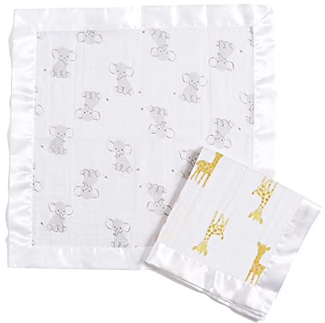aden + anais Essentials Issie Security Blankets, Super Soft 100% Cotton Muslin, 2 Pack, Safari Babes