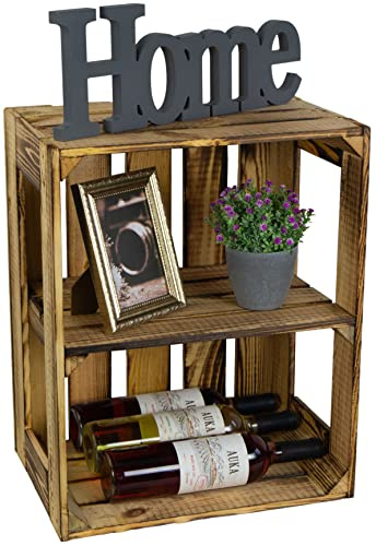 Kistenkolli Altes Land Massive Schuh- Bücherregalkiste Obstkiste Weinkiste Maße ca 50 x 40 x 31cm xxxaus dem Alten LandxxxWeinkisten Obstkisten Holzkiste Dekokiste Regal (geflammt offen Quer)