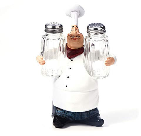 Nikou Chef Cruet Set, Statue Ornamente Vintage Home Decoration Küche Restaurant Resin Crafts Stehen Gewürzglas Flasche für Salz, Zucker und Pfeffer Aufbewahrung