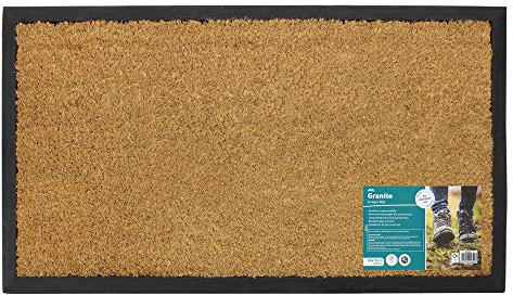 JVL 02-652 Paillasson en Caoutchouc et Fibre de Coco Motif Granit uni 40 x 70 cm Environ