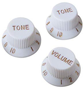 Alnicov 1 Volume, 2 Töne, Gitarren-Regler, passend für metrische Pots, kompatibel mit Fdstrat Stratocaster Style E-Gitarrenteilen,weiß