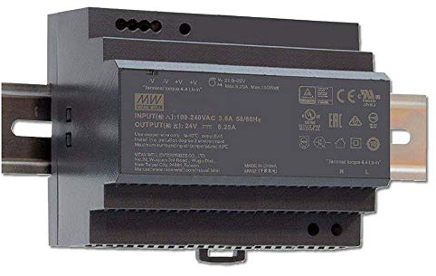 LED Hutschienen-Trafo MW HDR-150-24, 21.6~29V/DC, 0-150W