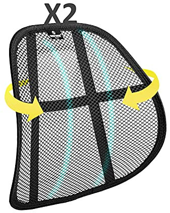 HIBRON SMAMS Lendenwirbelstütze für Bürostuhl oder Auto, mit sehr straffem Netz, korrigiert die Haltung und lindert Schmerzen im unteren Rücken, 2 Stück