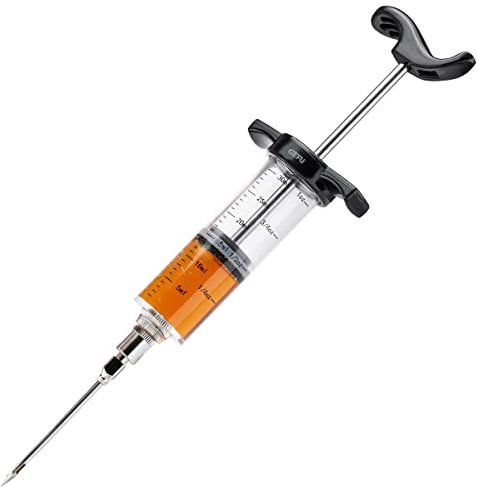 Gefu siringa per marinata BBQ, siringa per marinata, acciaio inossidabile, plastica, trasparente