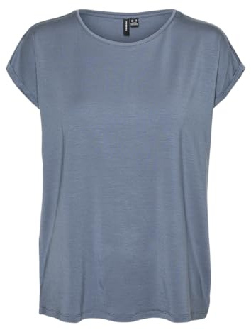 VERO MODA Damen Vmava Plain Ss Top Gajrs Noos T-Shirt, China Blue, M
