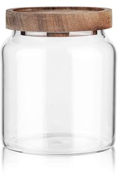 Labina Glass Storage Container Airtight Food Jars Kitchen Canister with Wood Lids, 20 Oz Wide Mouth Pantry Organization Glass Jar for Flour, Sugar, Cookie, Spagetti, Nuts and Candy