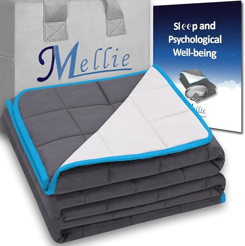 Mellie Luxury Super King Size Weighted Blanket 6.8kg for Adults & Teens – Stress, Insomnia & Anxiety Relief – 180 x 200cm – Includes Travel Bag – Grey/White – No Covers