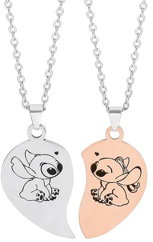 2 Stück Cartoon Halskette, Anime Halskette Kette Herz Anhänger Freundschaft Zubehör Souvenirs Kinder Halsschmuck,Anhänger Halskette, Karikatur Charakter Halskette Geschenk für Kinder Frauen Mädchen