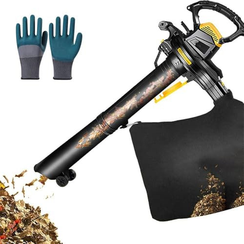 LMYYDES Soplador y Aspirador de Hojas para jardín, 3800 W, Bolsa recolectora de 40 L con 6 velocidades Variables, 3 en 1, 92 x 32 x 7,5 cm,10mWire