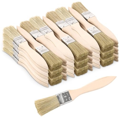 CYEER Set di pennelli da pittura, 100 pezzi, 16 mm, set di pennelli piatti, pennelli per vernice con manico in legno, set di pennelli per vernice, vernice, decapaggio, adesivi