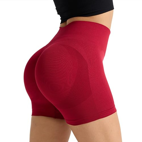 Short de Sport pour Femme, Short Gainant Femme, Yoga à Taille Haute Short, Short de Cyclisme, Collants Shorts, Scrunch Butt Lifting, pour Gym Yoga Biker Pilates（L）
