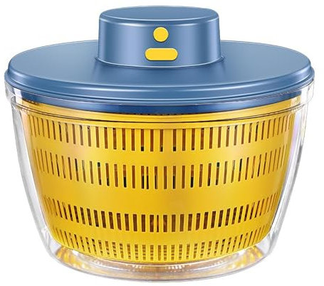 GAOXIAO Electric Salad Spinner Large,4L Large Capacity Fruit Vegetable Strainer Spinner,USB Electric Salad Lettuce Spinner,Automatic Compact Salad Cleaner and Dryer Bowls for Kitchen Blue 22 x 16 cm